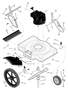 Mower Housing Assembly Diagram and Parts List for 22548A 1996 Briggs and Stratton Lawn Mower